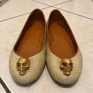 Alexander McQueen Gold Skull Women's Flats size 9